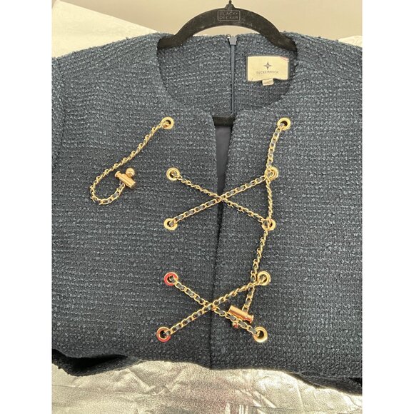 Tuckernuck Womens Navy Tweed Chain Lace-Up Dress XL - Picture 5 of 6